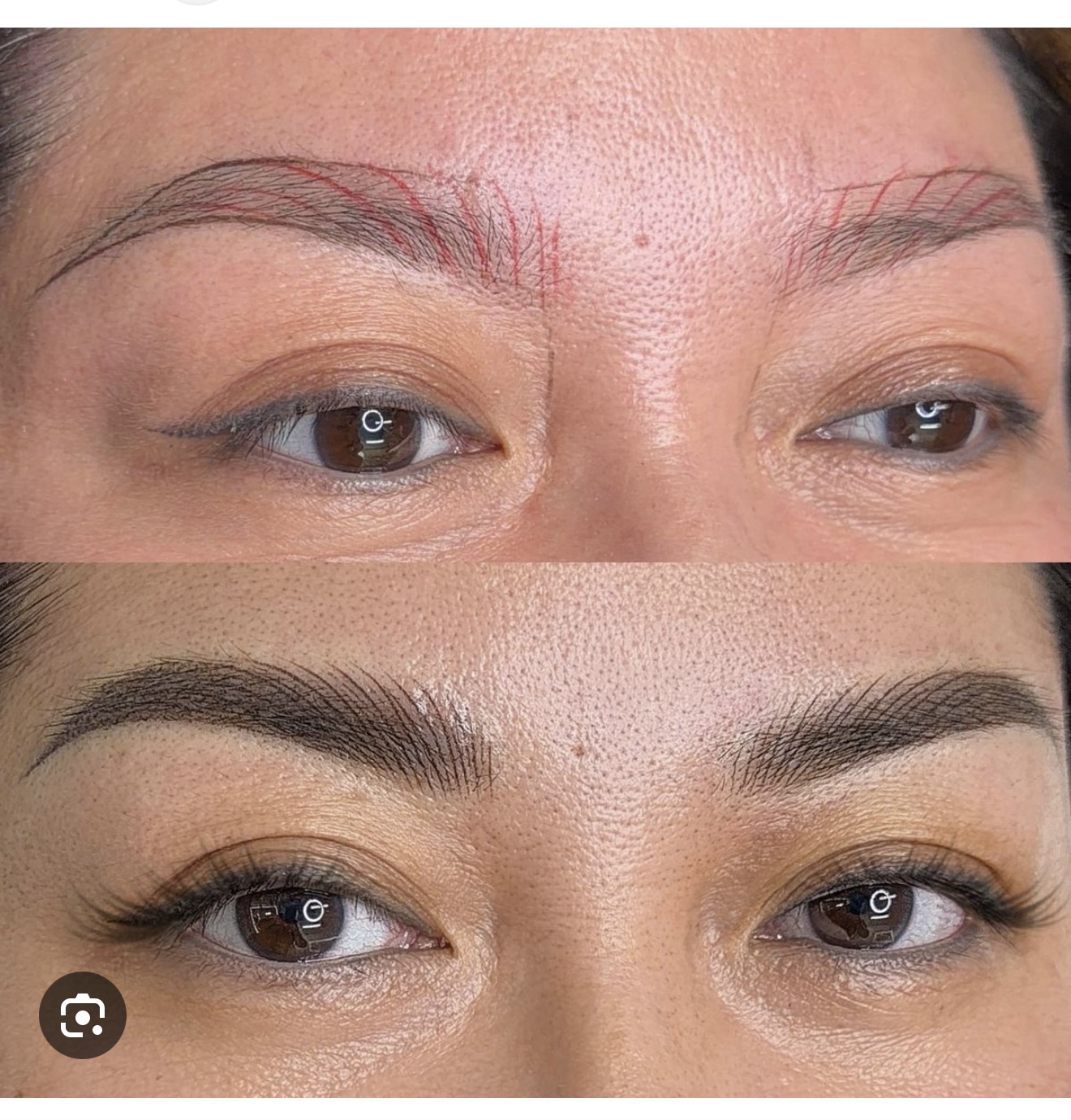 Complete before-and-after combo brows result by Kate at MK Brows Artist Pittsburgh