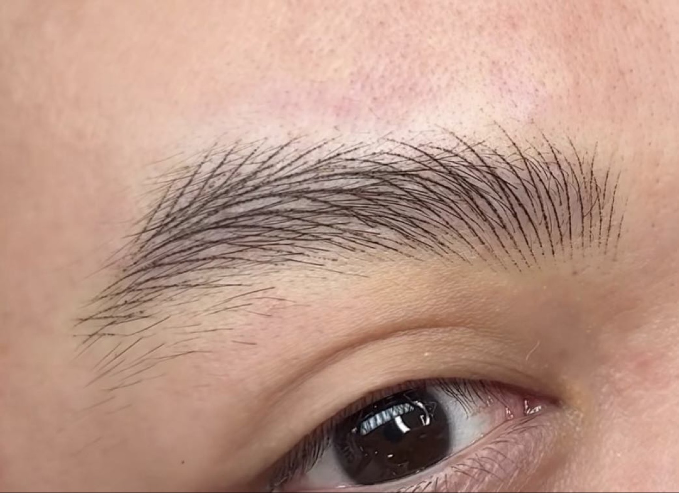 Full, uncropped view of men’s nano hairstroke brows by MK Brows Artist Pittsburgh